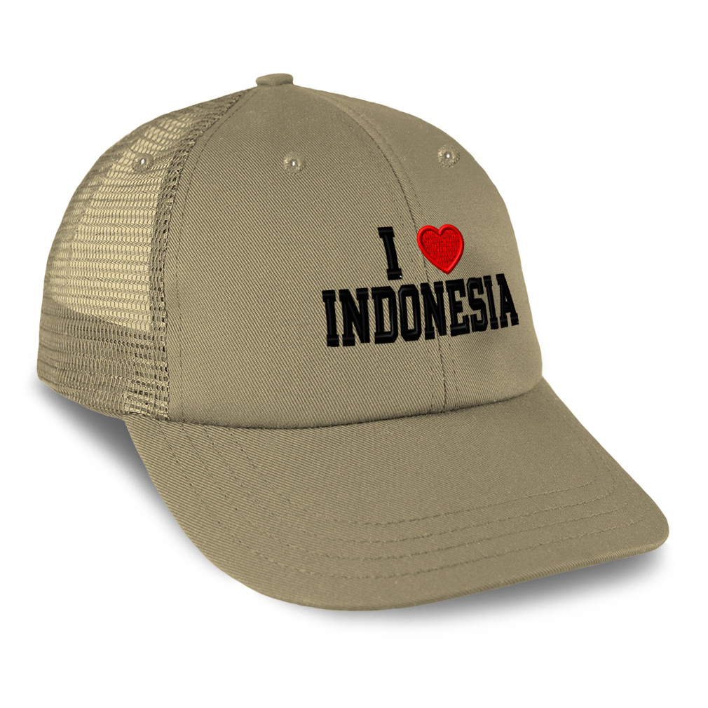 Trucker Hat Baseball Cap I Love Indonesia I Love Cotton Dad Hats for Men & Women - Picture 13 of 14